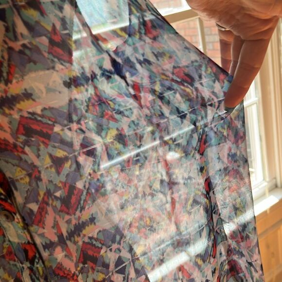 NWOT Chenault Aztec Pattern Sheer Sleeveless Blouse - Picture 5 of 10